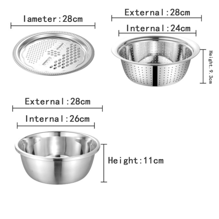 Stainless Steel Vegetable Cutter and Drain Basket - Image 2