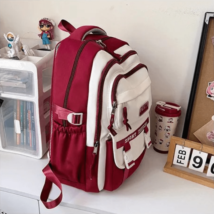 Academy Style Lightweight School & College Student Bag (Red) - Image 2