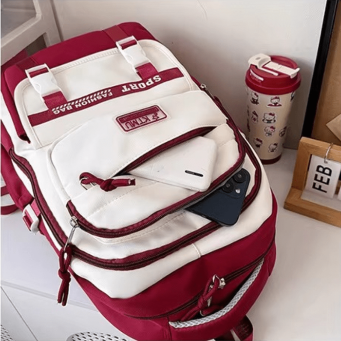 Academy Style Lightweight School & College Student Bag (Red) - Image 3