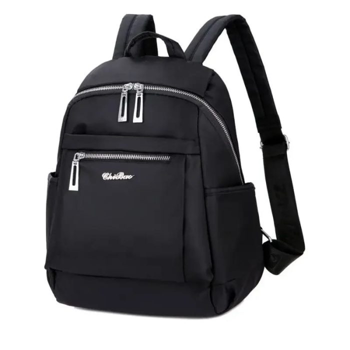 Nylon Backpack Durable Waterproof Casual Shoulder Bag (Black Color) - Image 1