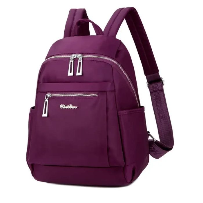 Nylon Backpack Durable Waterproof Casual Shoulder Bag (purple Color) Nylon Backpack Durable Waterproof Casual Shoulder Bag (Purple Color) - Image 1