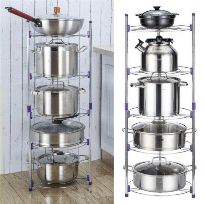 Super Pot Stand 5 Layer Kitchen Pot Organizer-min Super Pot Stand 5 Layer Kitchen Pot Organizer - Image 1