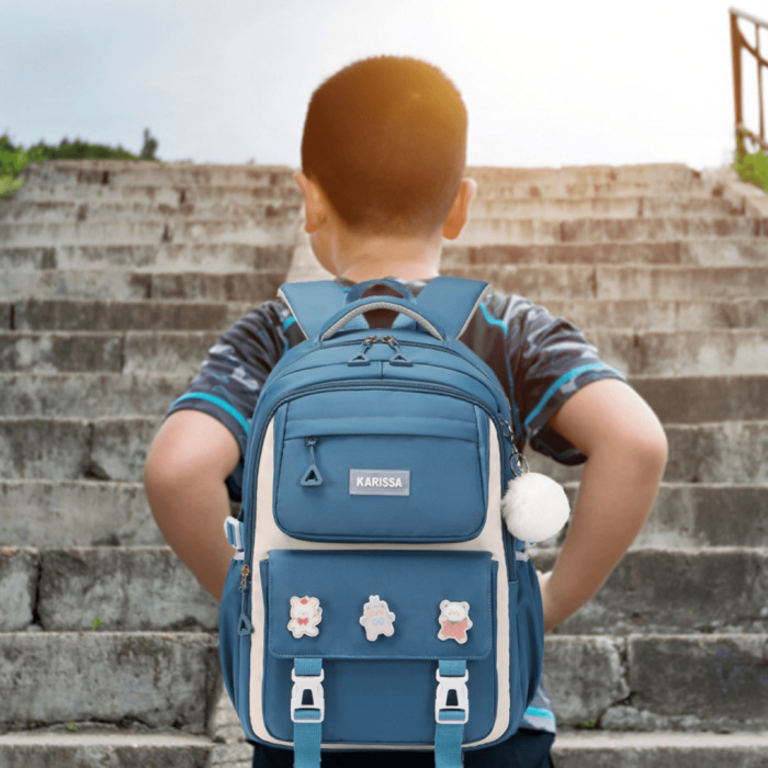 Waterproof Soft Student School Bag (Blue) - Image 2