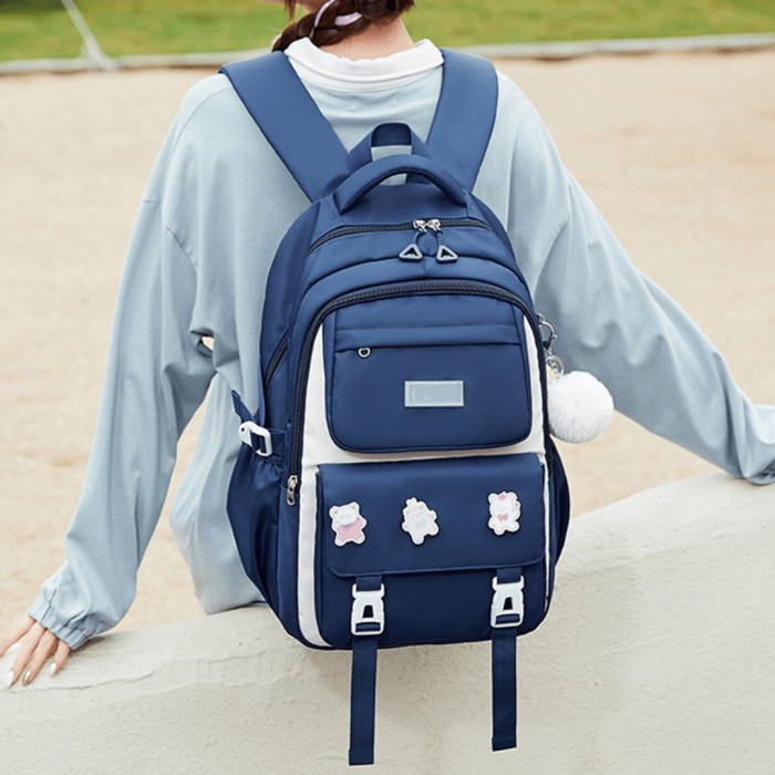 Waterproof Soft Student School Bag (Blue) - Image 3
