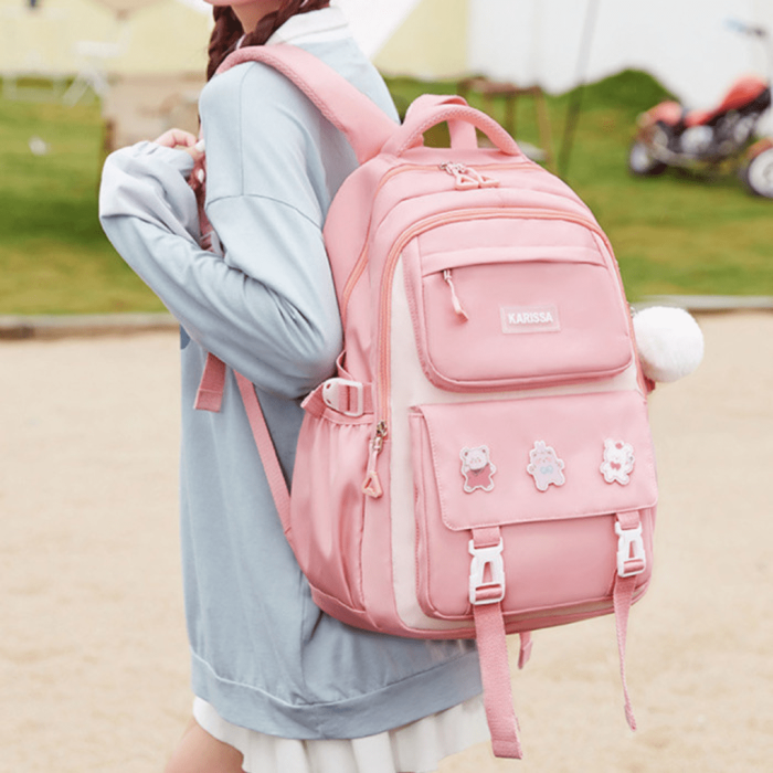 Waterproof Soft Student School Bag (Pink) - Image 3