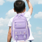 Waterproof Soft Student School Bag (Purple) - Image 3